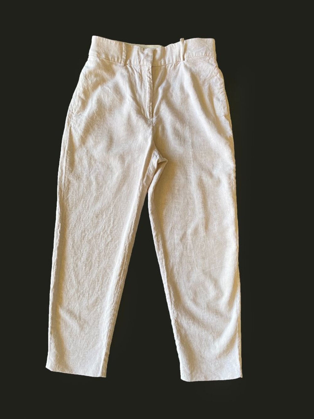 H&M Trouser Pants Womens Size 4 Linen Blend Ankle Light Beige